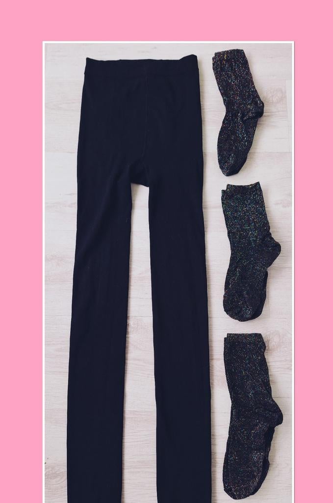 Nieuw! Zwarte thermo legging met glitter sokken, Zwart, Nieuw, Ophalen of Verzenden, Legging