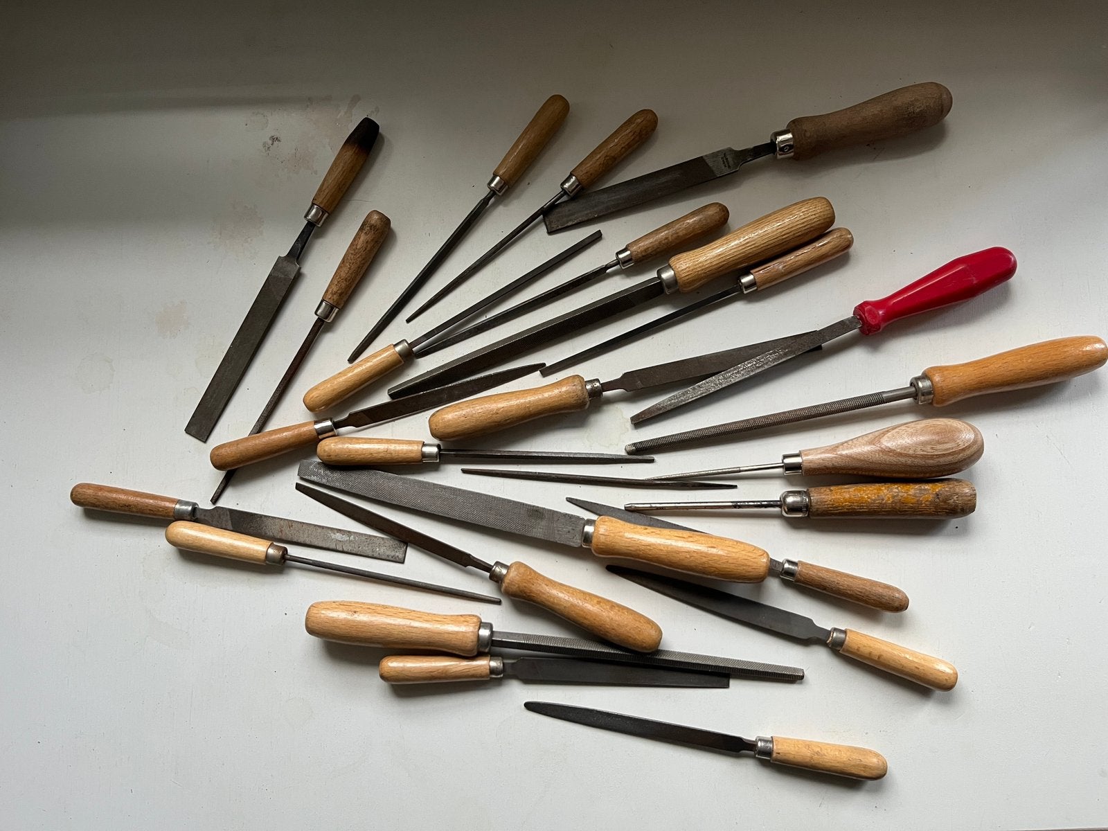 Set van diverse vijlen met houten handvatten - edelsmeden, Ophalen of Verzenden, Gebruikt, Vijl/Rasp