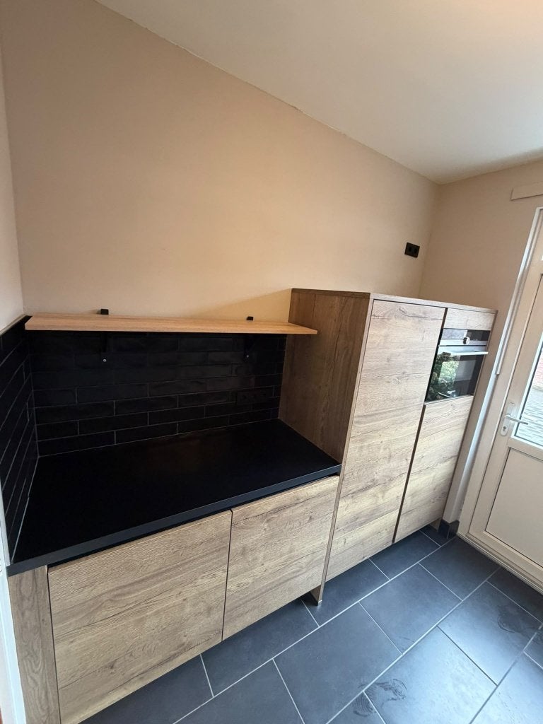 Moderne Houtlook Greeploze Keuken incl. Siemens GEDEMONTEERD, Overige kleuren, Dubbelwandige keuken, Ophalen of Verzenden, Zo goed als nieuw