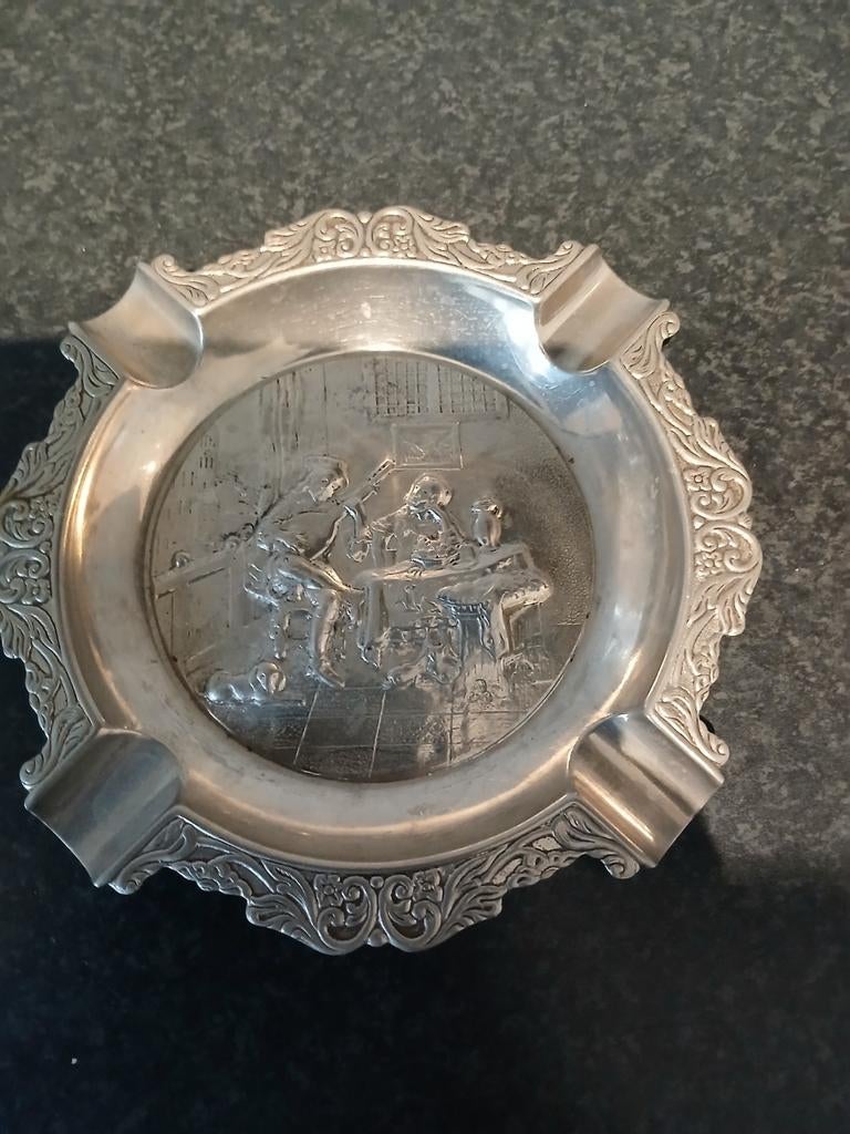 Verzilverde vintage asbak, Antiek en Kunst, Ophalen of Verzenden