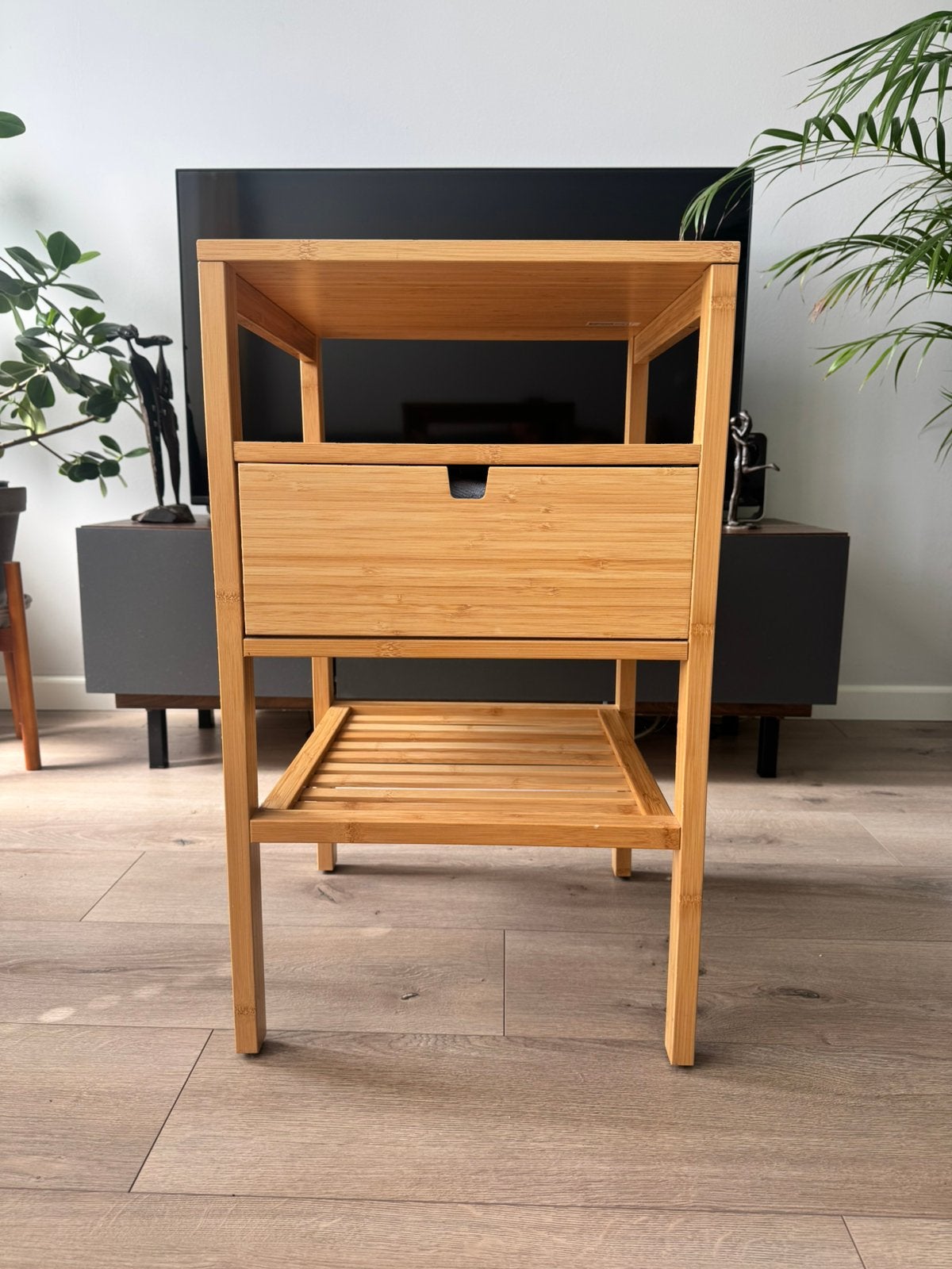 Bamboo Bedside Table / nachtkastjes 40x40cm, Ophalen, Zo goed als nieuw, Minder dan 45 cm