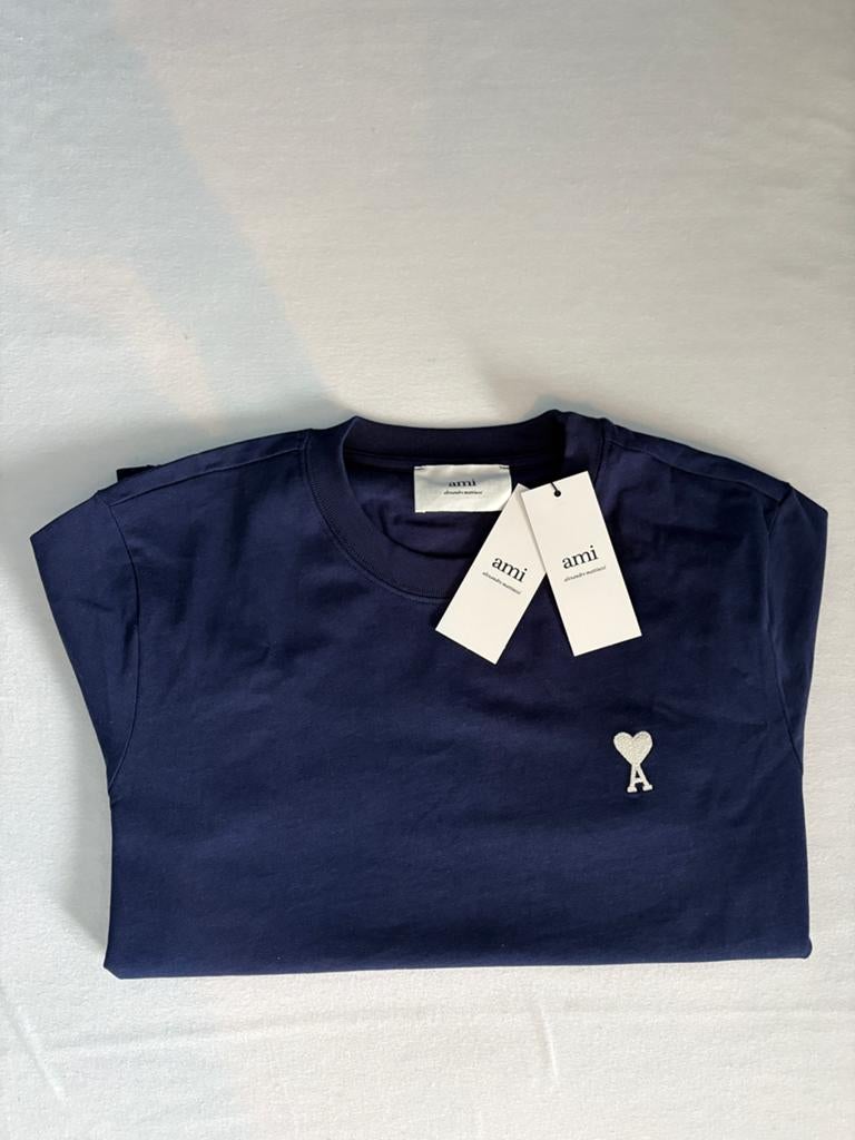 Ami Paris t-shirt donkerblauw, Kleding | Heren, T-shirts, Ophalen of Verzenden, Nieuw, Maat 46 (S) of kleiner, Blauw