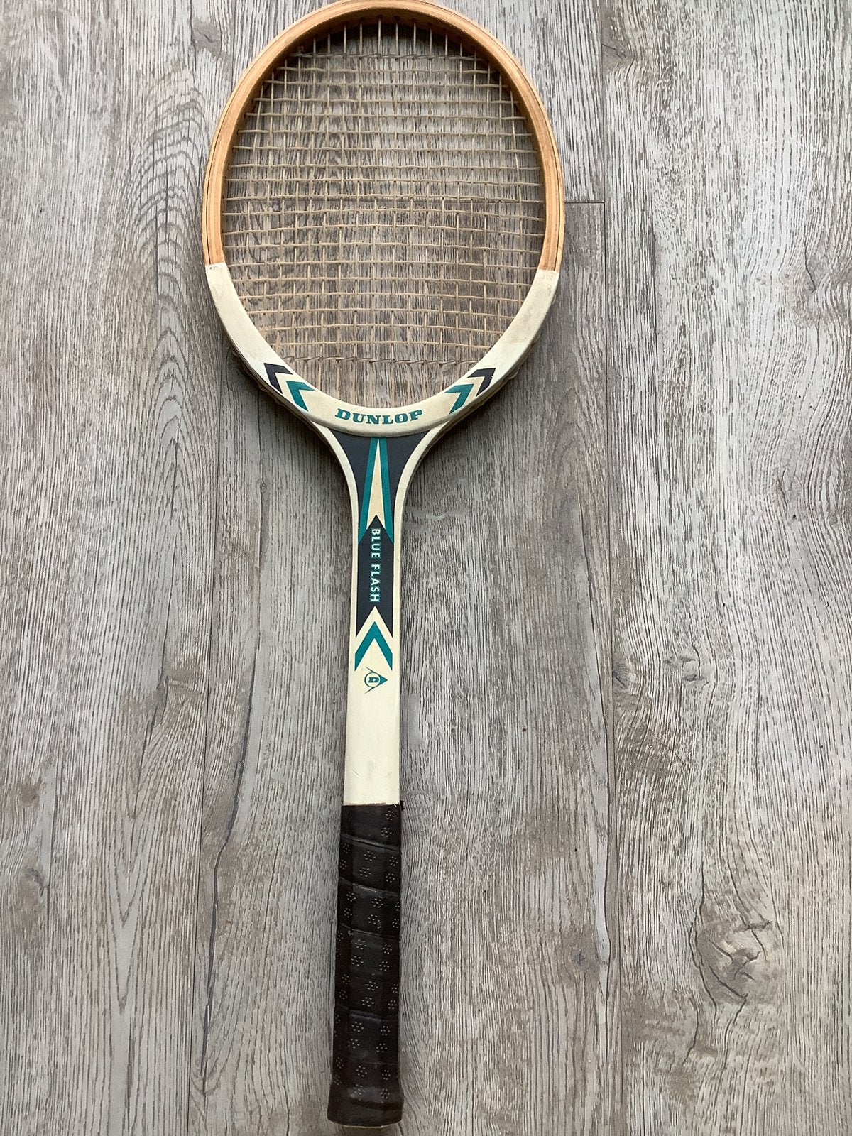 Dunlop Blue Flash houten tennisracket, Sport en Fitness, Tennis, Gebruikt, Ophalen of Verzenden, L5, Racket