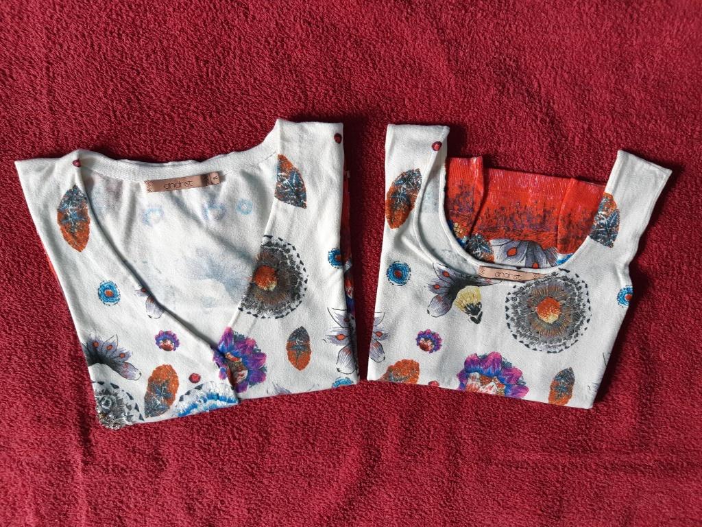 Andrist twinset gebloemd en versierd met kraaltjes, Maat 38/40 (M), Ophalen of Verzenden, Zo goed als nieuw, Andrist