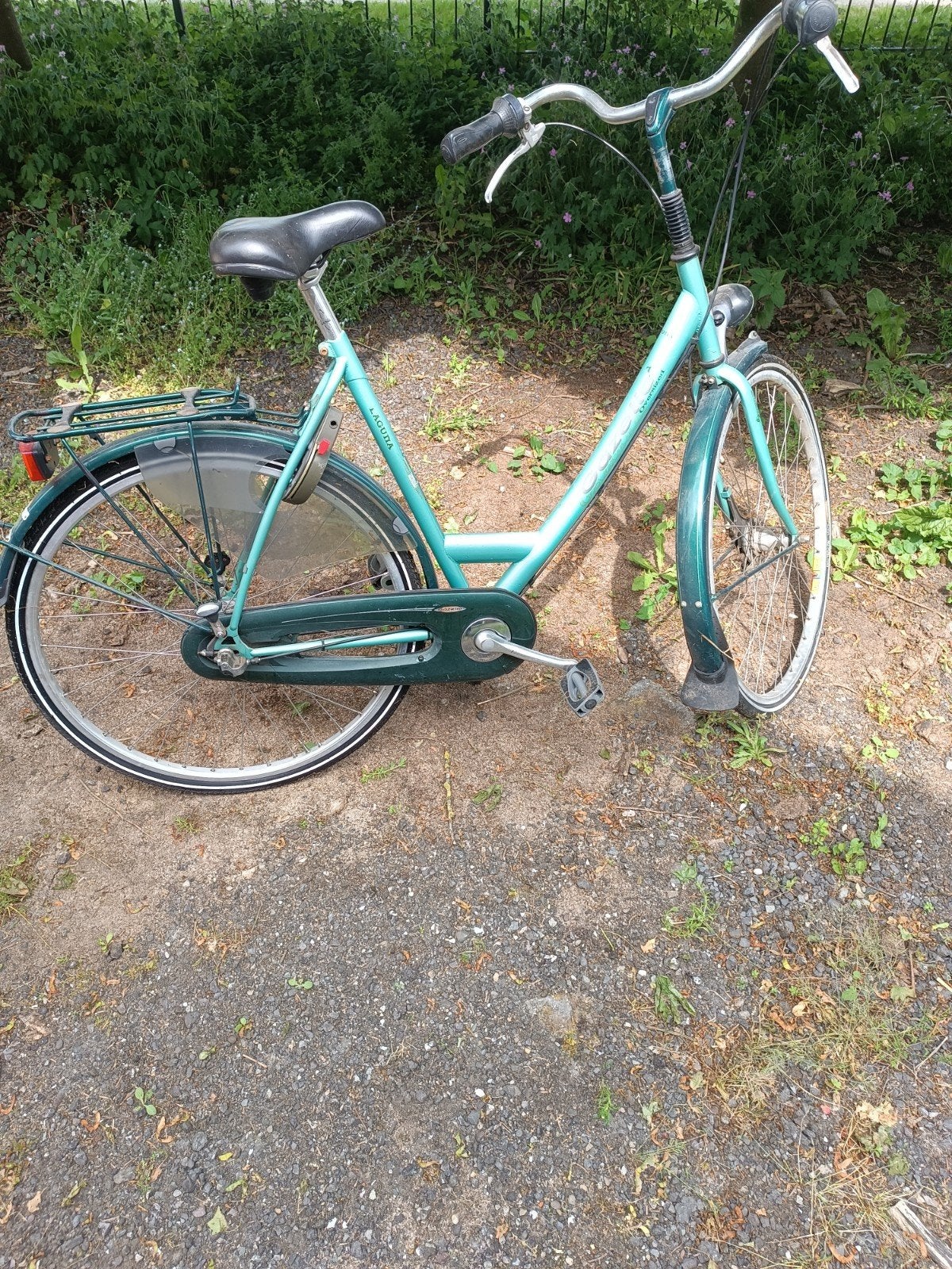 Damesfiets Laguda - Lichtblauw/Groen, Overige merken, Velgrem, Ophalen of Verzenden, 53 tot 56 cm