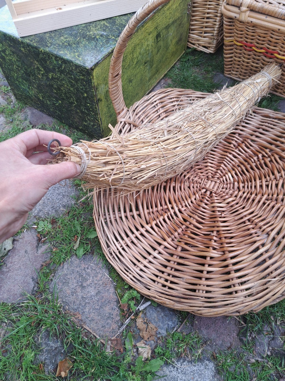 Decoratieve rieten kransen en stro-decoratie, Ophalen of Verzenden, Gebruikt