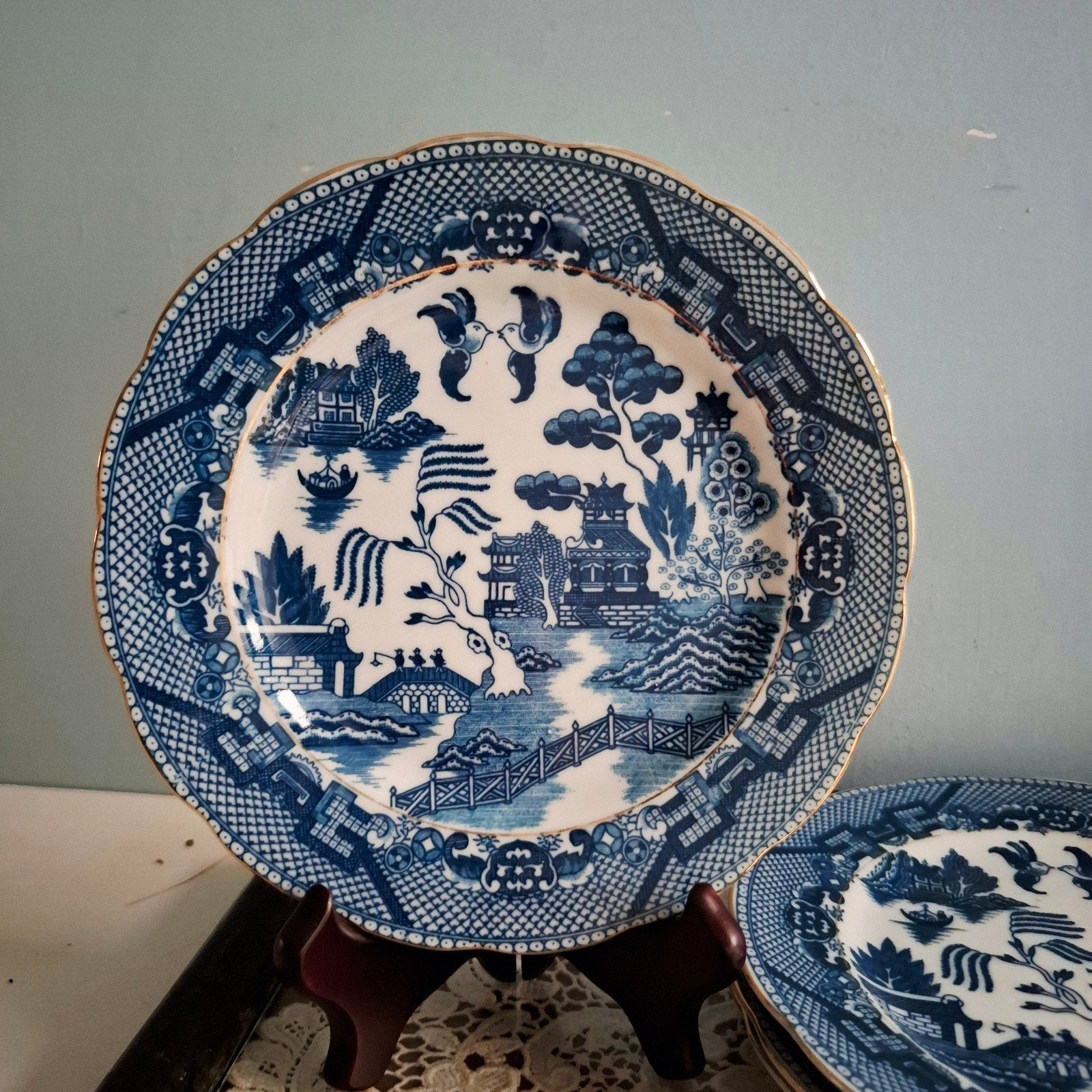 Prachtige antieke 'Blue Willow' borden, Ophalen of Verzenden