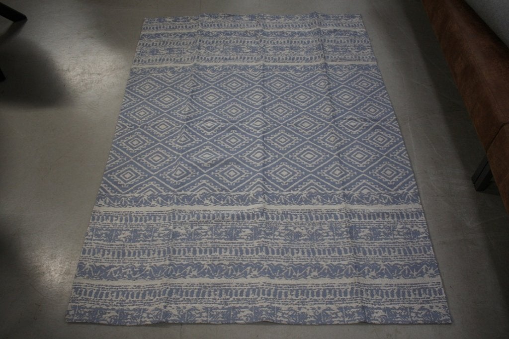Leuk blauw vloerkleed Sun Kayoom 160 x 230 cm grafisch, 150 tot 200 cm, Ophalen of Verzenden, Crème, Rechthoekig
