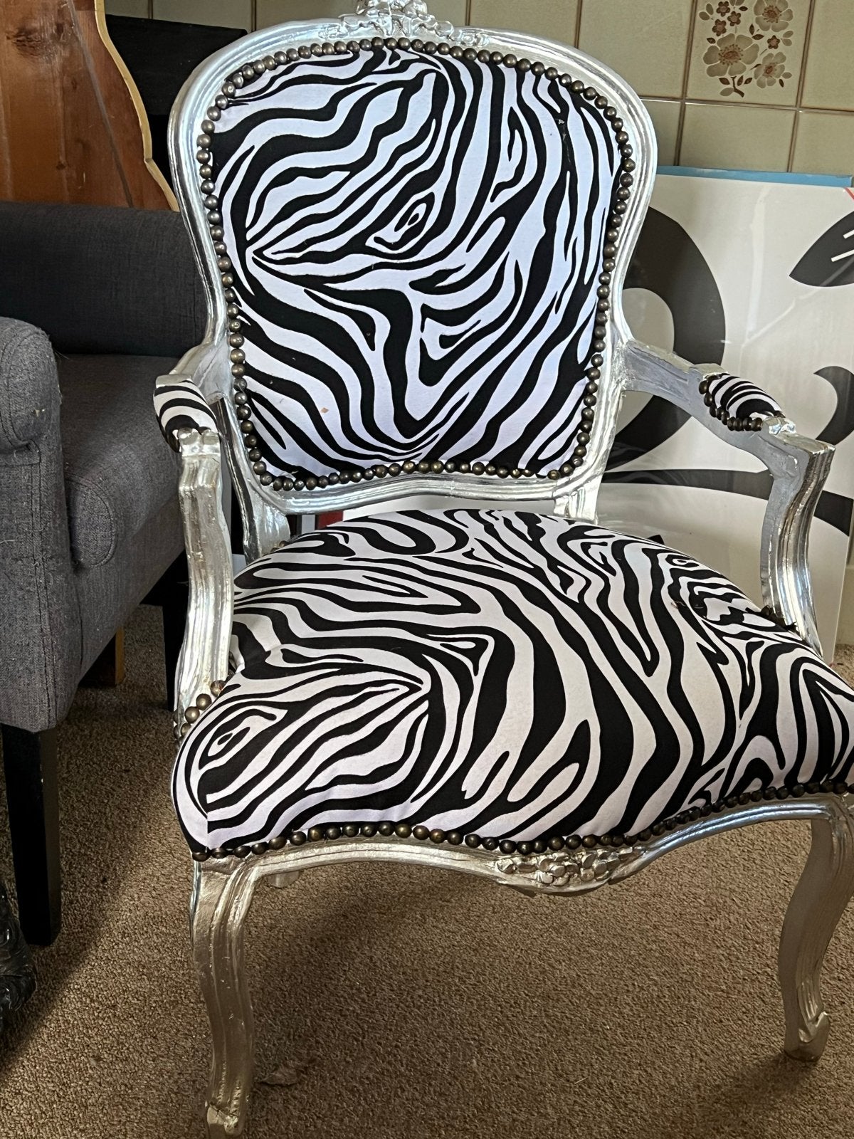 Zebra Stoel - Unieke Blikvanger in Goede Staat, Ophalen, Gebruikt, Zwart, Eén