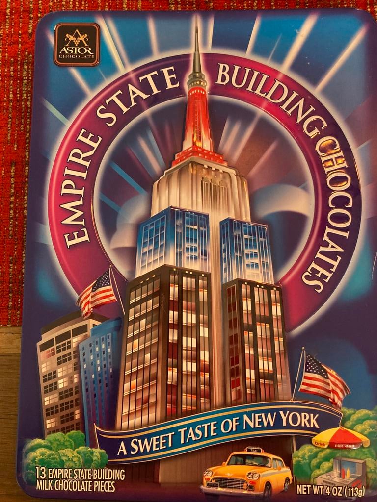 Chocolade blik (zonder inhoud) van The Empire State Building, Verzamelen, Blikken, Ophalen of Verzenden, Gebruikt, Overige