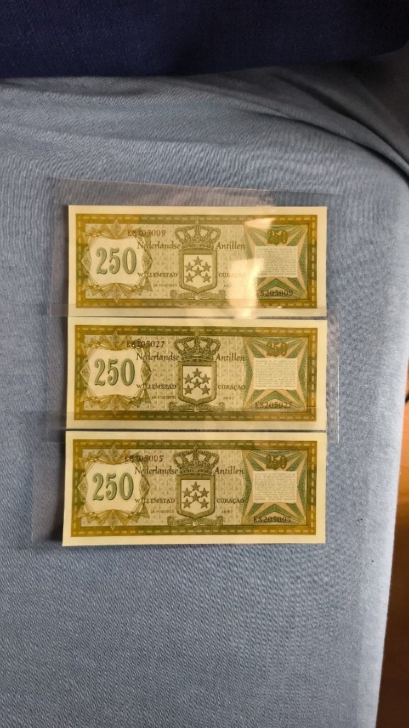 250 Gulden Bankbiljet Nederlandse Antillen 1967 – P#13a UNC, Postzegels en Munten, Bankbiljetten | Nederland, Ophalen of Verzenden