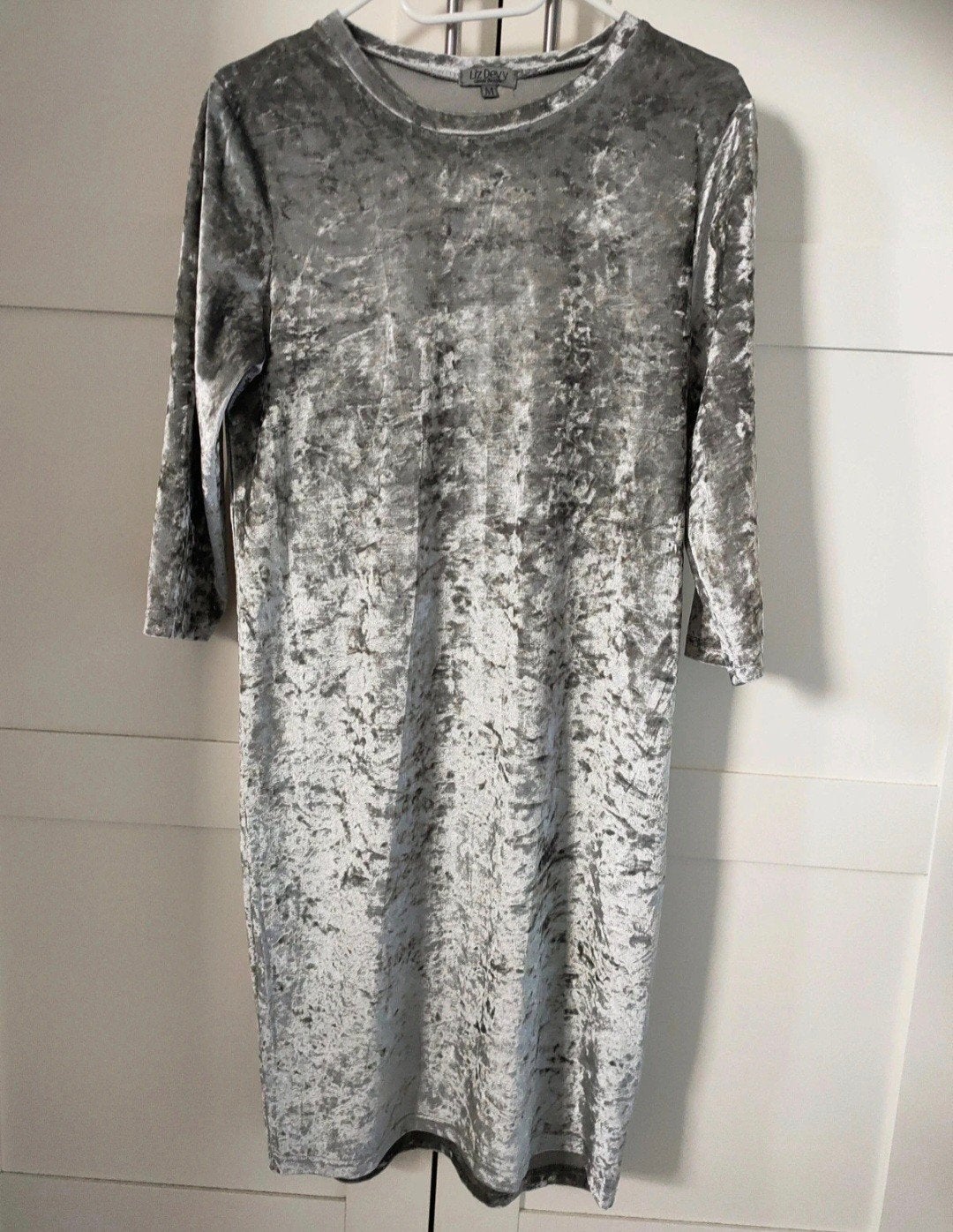 Liz Devy casual velours jurk zilver grijs maat M, Ophalen of Verzenden