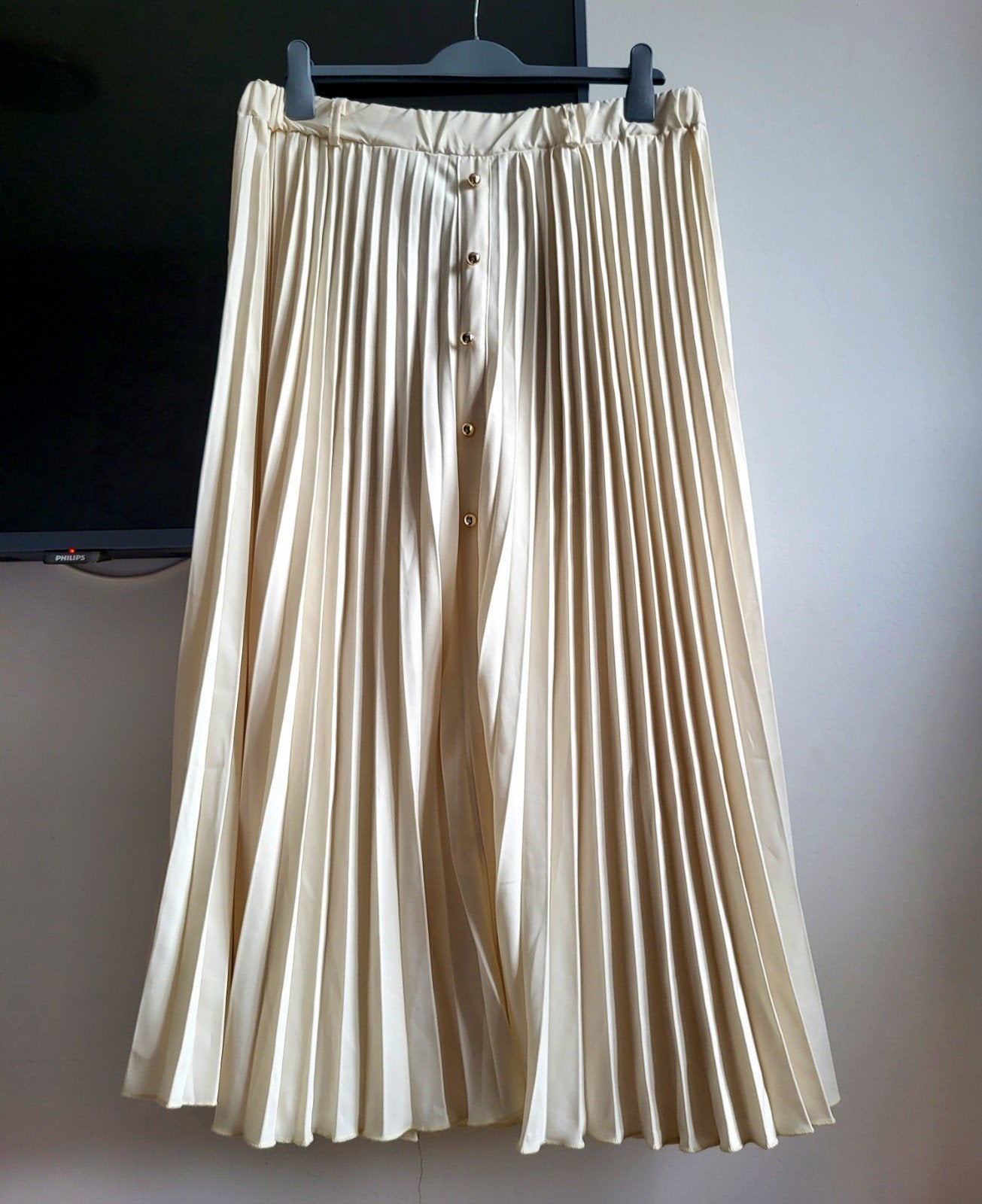 Prachtige Beige plissérok A-lijn model, Kleding | Dames, Beige, Maat 46/48 (XL) of groter, Ophalen of Verzenden, Zo goed als nieuw