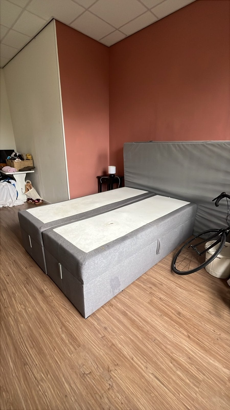 Boxspring bed 140x200 met opbergruimte, Ophalen, Gebruikt, Tweepersoons, 140 cm