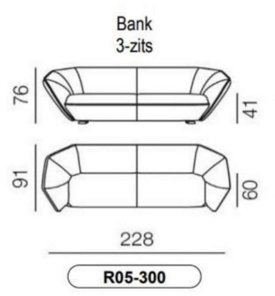 SALE Pode (by Leolux) Colla 3 zits bank NIEUW, Ophalen, Nieuw, 75 tot 100 cm, Stof
