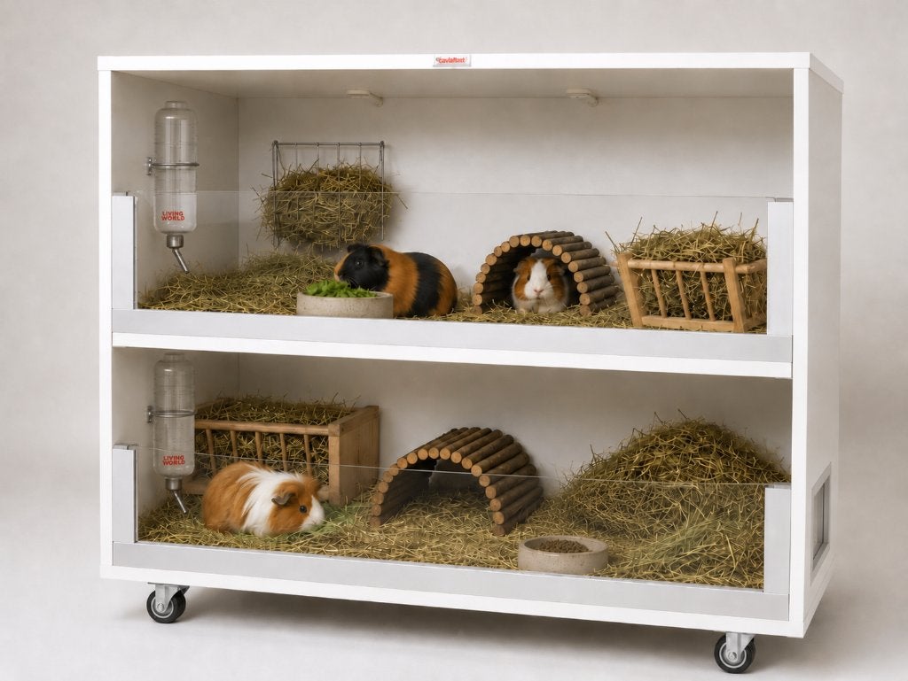 Caviameubel / caviaflat wit met 2 etages, raampje & LED, Dieren en Toebehoren, Ophalen, Gebruikt, Overige typen, 90 cm of meer