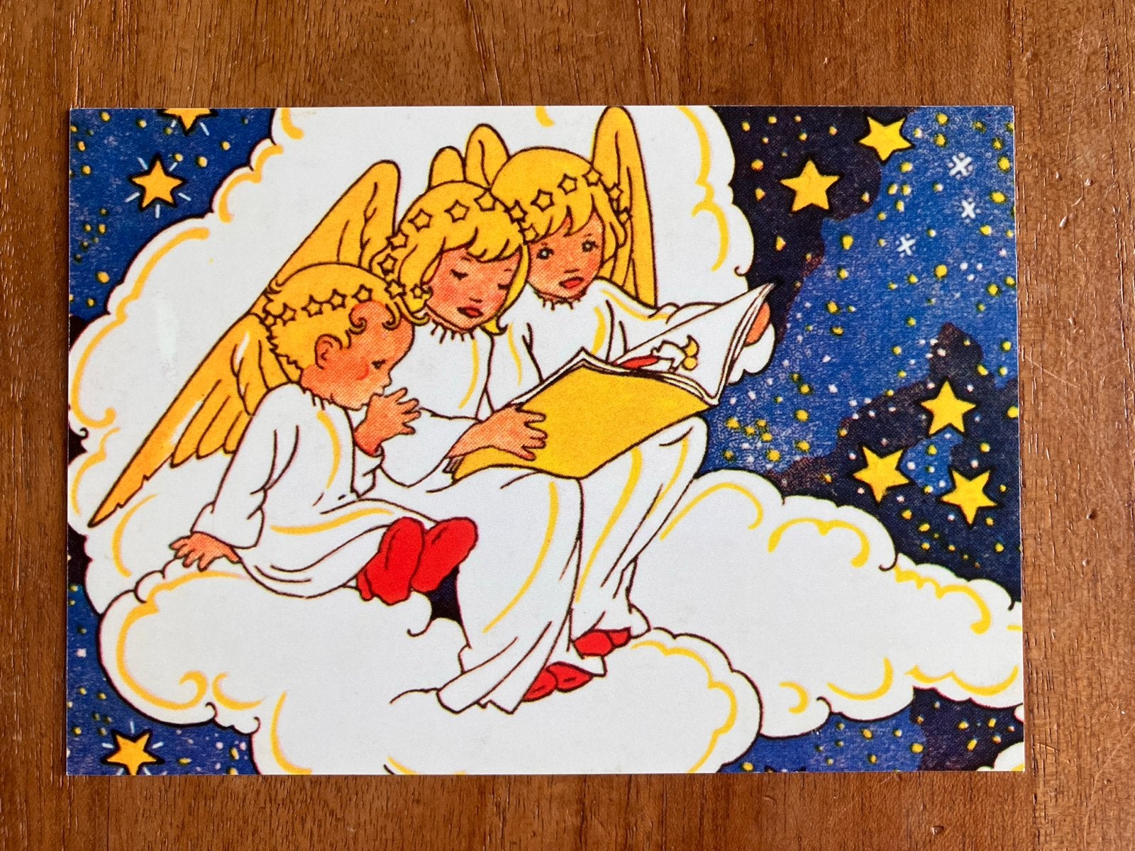 Rie Cramer. Engeltjes op Wolk met Sterrenhemel, Ophalen of Verzenden, 1980 tot heden, Ongelopen, Feest(dag)