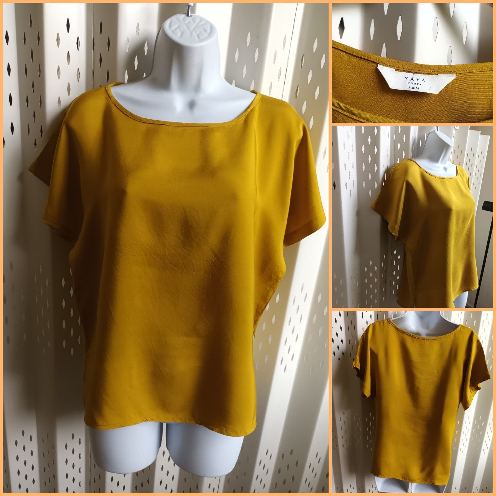 YAYA Okergele Top Blouse Maat 36 (S) - Zo goed als nieuw, Geel, Ophalen of Verzenden, Zo goed als nieuw, Korte mouw