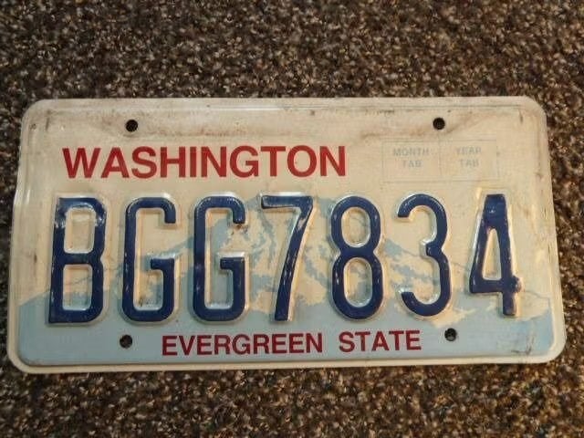 Kentekenplaat licenseplate Washington 3 USA, Verzenden, Gebruikt, Auto's