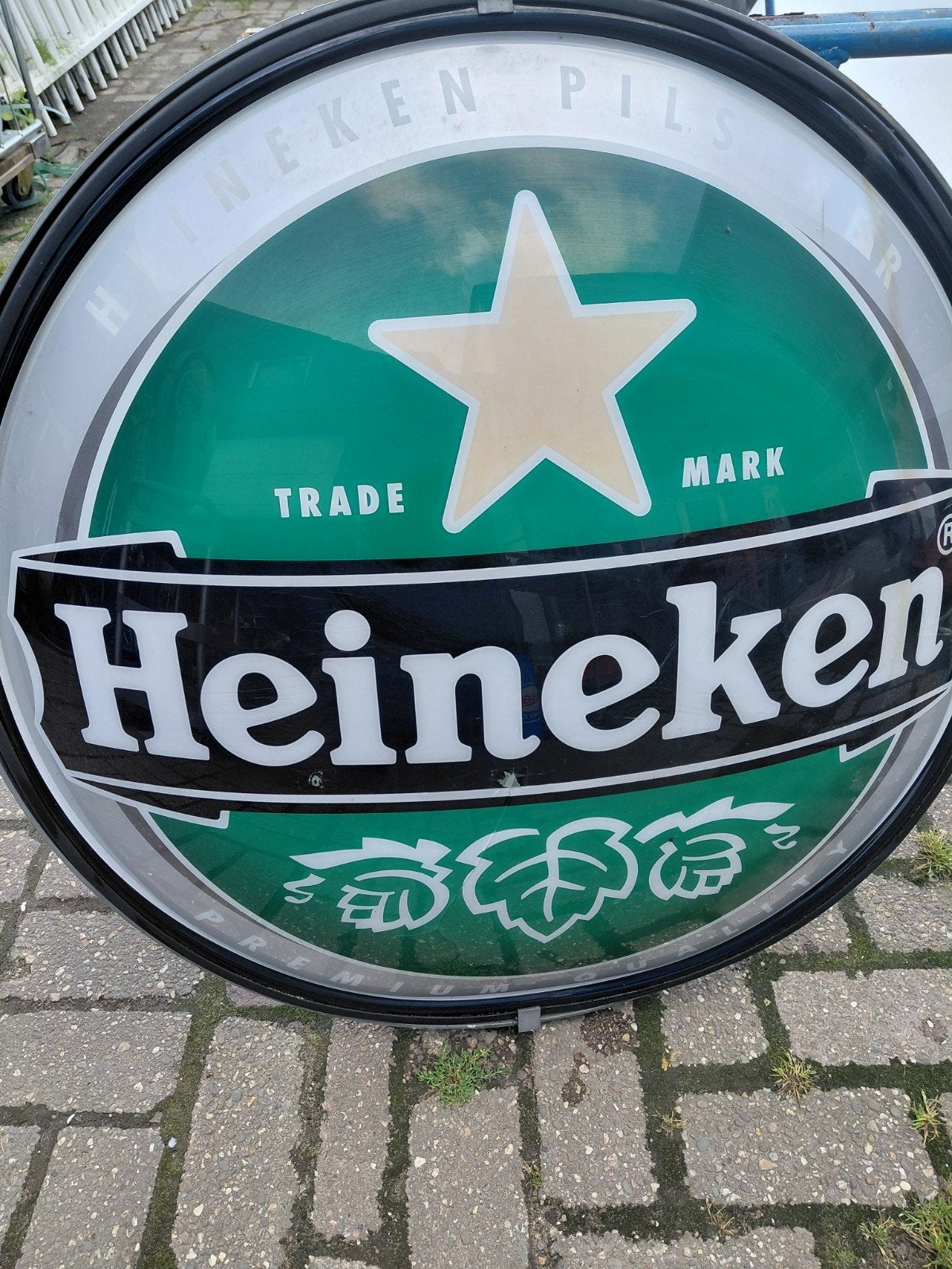 heiniken buiten reklame lichtbak, Ophalen, Gebruikt, Reclamebord, Plaat of Schild, Overige merken