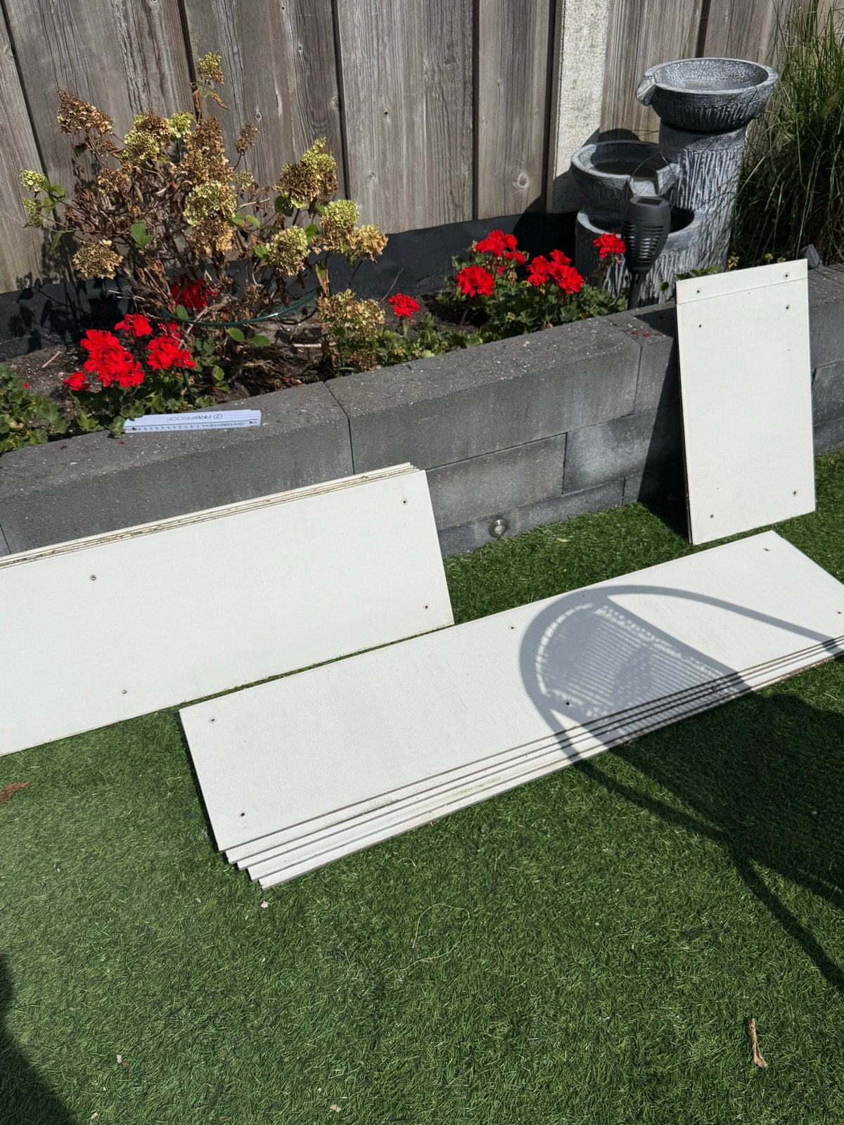 10 Trespa platen wit 122x30,5 cm + 2 reststukken en schroeve, Ophalen, Gebruikt, HPL, Minder dan 20 mm
