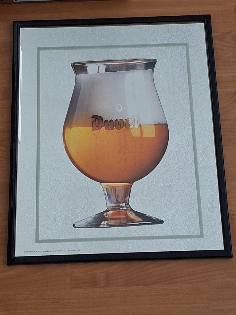 Duvel bier spiegel groot glas 41 x 51 cm, Verzamelen, Ophalen of Verzenden, Zo goed als nieuw, Reclamebord, Plaat of Schild, Duvel