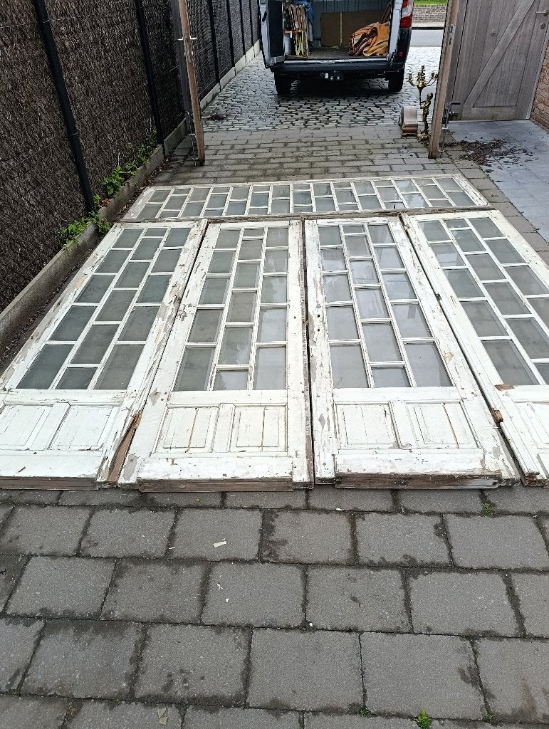 Grote oude deuren met bovenstuk, Gebruikt, Deurkozijn, Hout, Ophalen