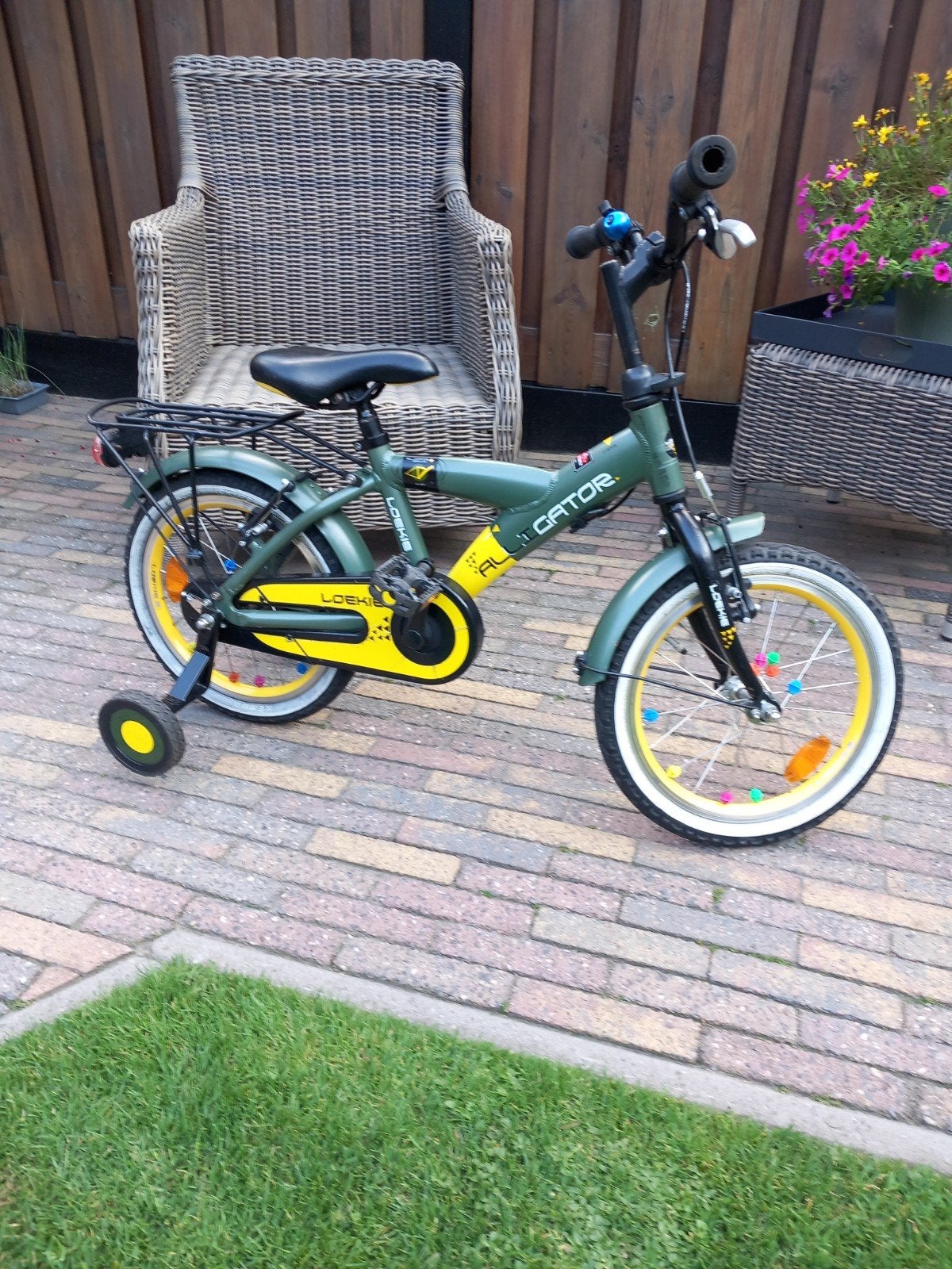 loekie alligator 16 inch met zijwieltjes, Ophalen, Zijwieltjes, 16 tot 20 inch, Loekie