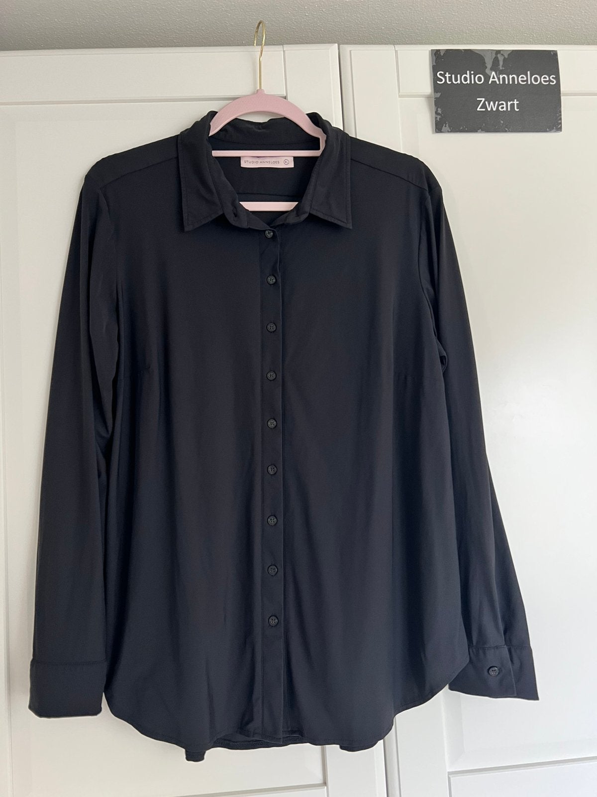 Studio anneloes poppy blouse XL zwart travelstof, Zwart, Maat 46/48 (XL) of groter, Ophalen of Verzenden, Zo goed als nieuw