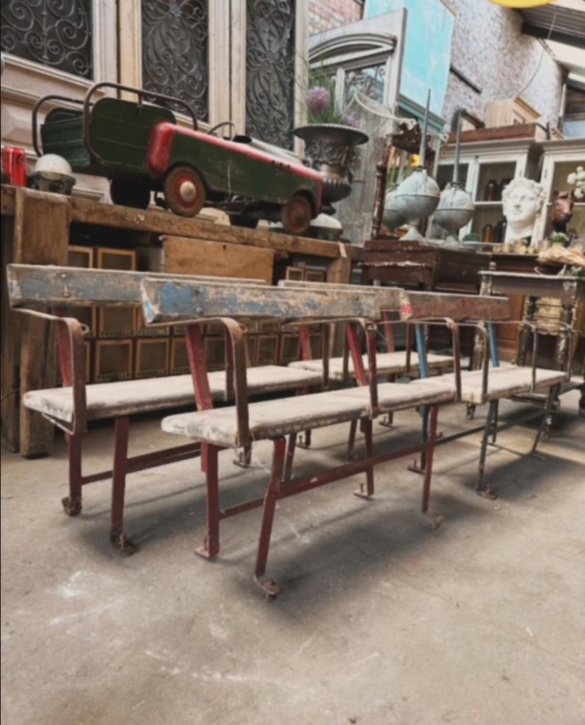 antieke bank houten oude kermis unieke brocante, Antiek en Kunst, Ophalen of Verzenden