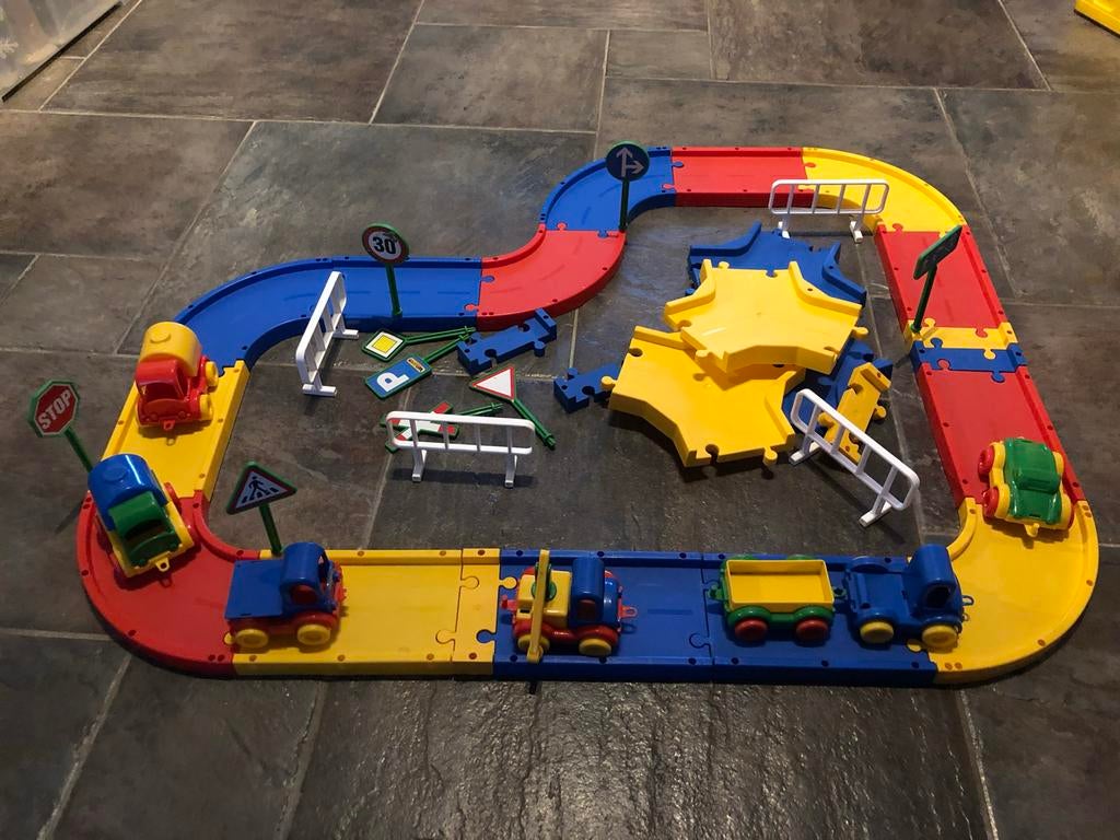 Wader Autobaan met diverse auto's en accessoires, Ophalen, Gebruikt