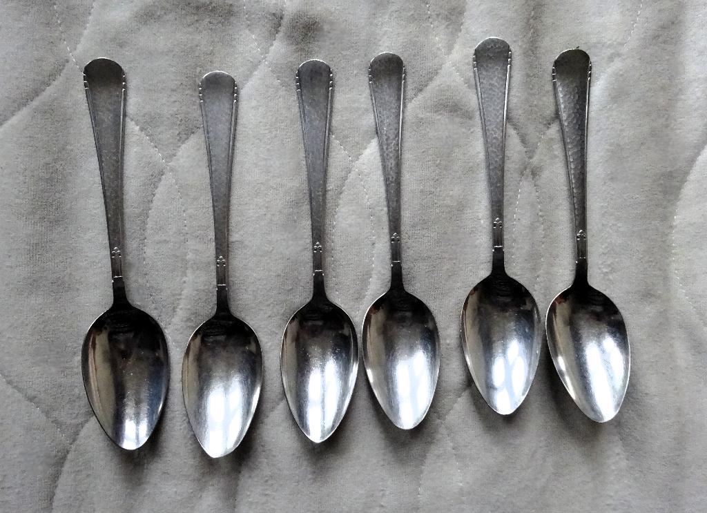 6 Gero Zilmeta 294 Hamerslag(Kruidnagel) dinerlepels 20.5 cm, Antiek en Kunst, Antiek | Bestek, Verzenden