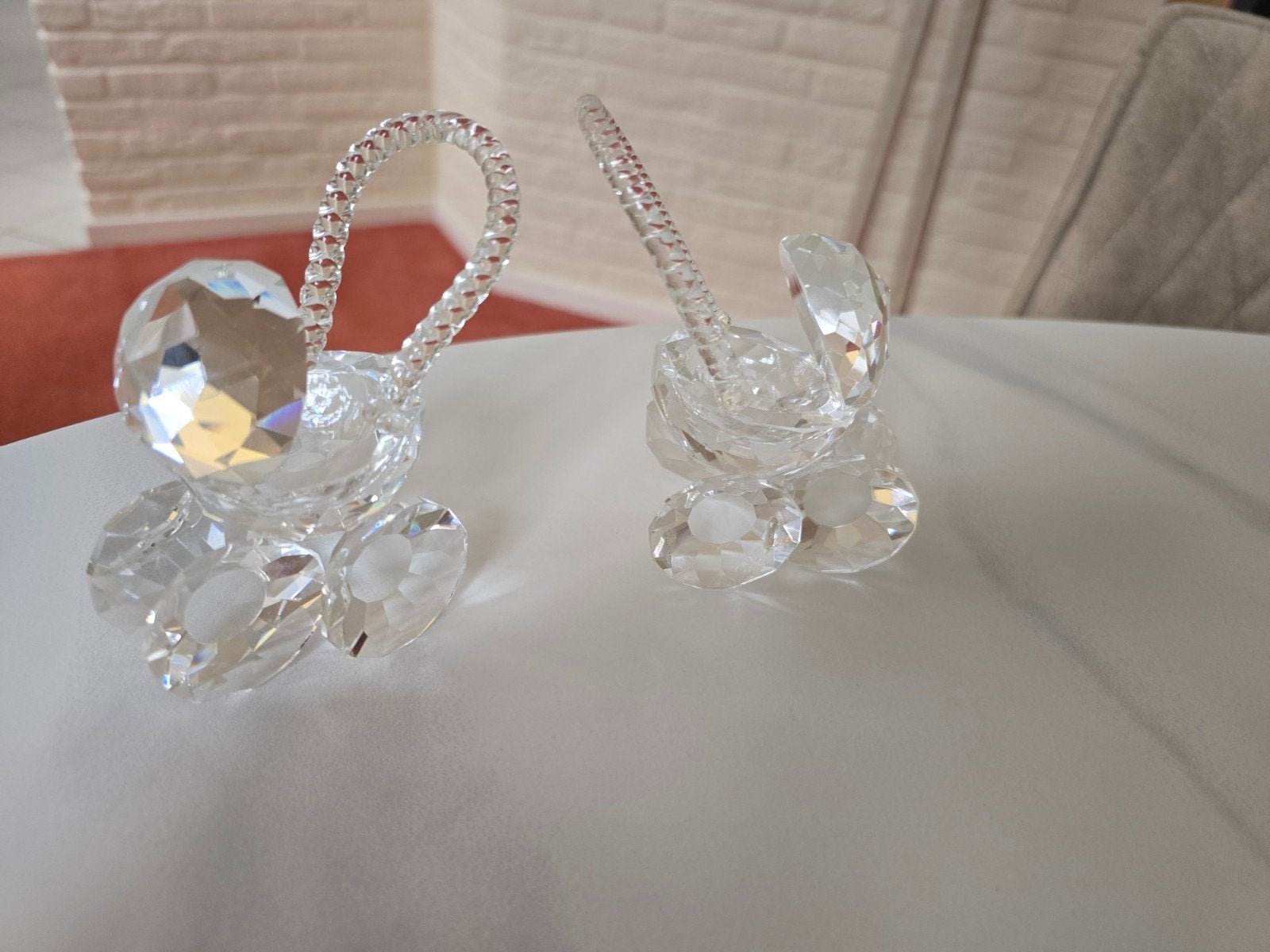 2 kristallen baby wagen, Antiek en Kunst, Antiek | Glas en Kristal, Ophalen