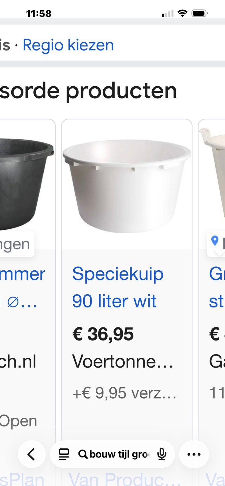 Grote witte emmer voor bouw of tuin, Ophalen of Verzenden, Gebruikt