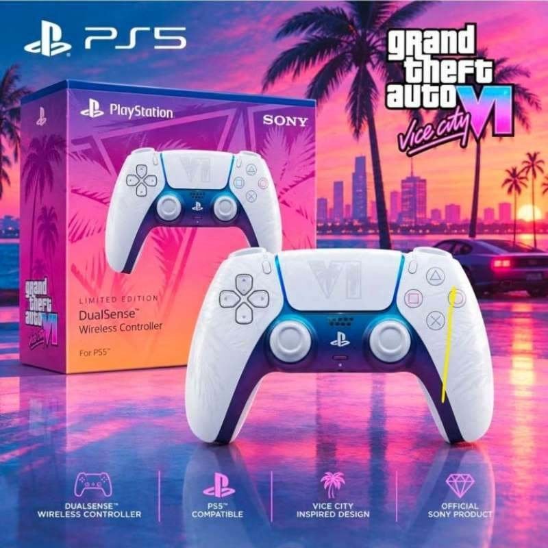 PS5 Sony DualSense Controller Wit - GTA VI Limited Edition, PlayStation 5, Nieuw, Ophalen of Verzenden, Controller