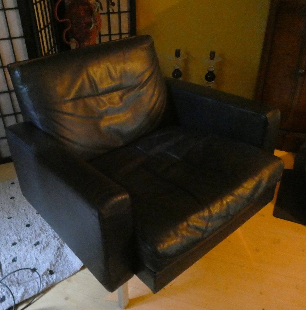 Vintage design MARTIN VISSER SZ44 lounge chair fauteuil leer, Ophalen, Gebruikt, Dutch design Martin Visser Spectrum, Zwart
