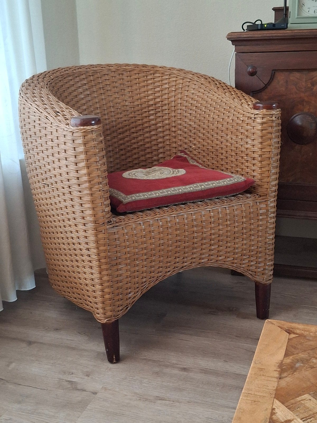 Rieten stoel, Huis en Inrichting, Stoelen, Ophalen, Bruin, Riet of Rotan, Eén
