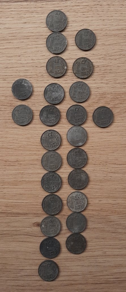 Zinkgeld Tweede Wereldoorlog 1941 - 1944, Postzegels en Munten, Ophalen of Verzenden, Koningin Wilhelmina, 1 cent, Losse munt