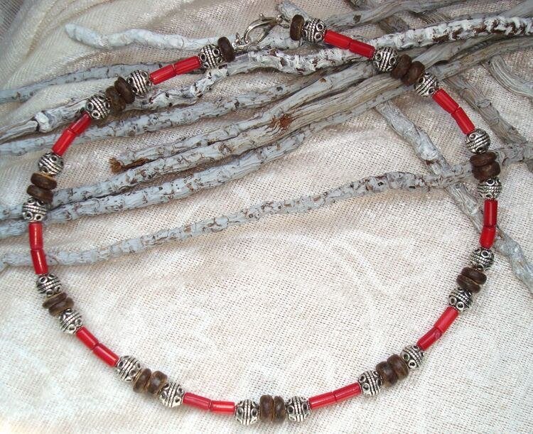 Ketting van koraal en kokoshout, Info.adorabeads@gmail.com, Verstelbaar, Adorabeads, Ophalen of Verzenden