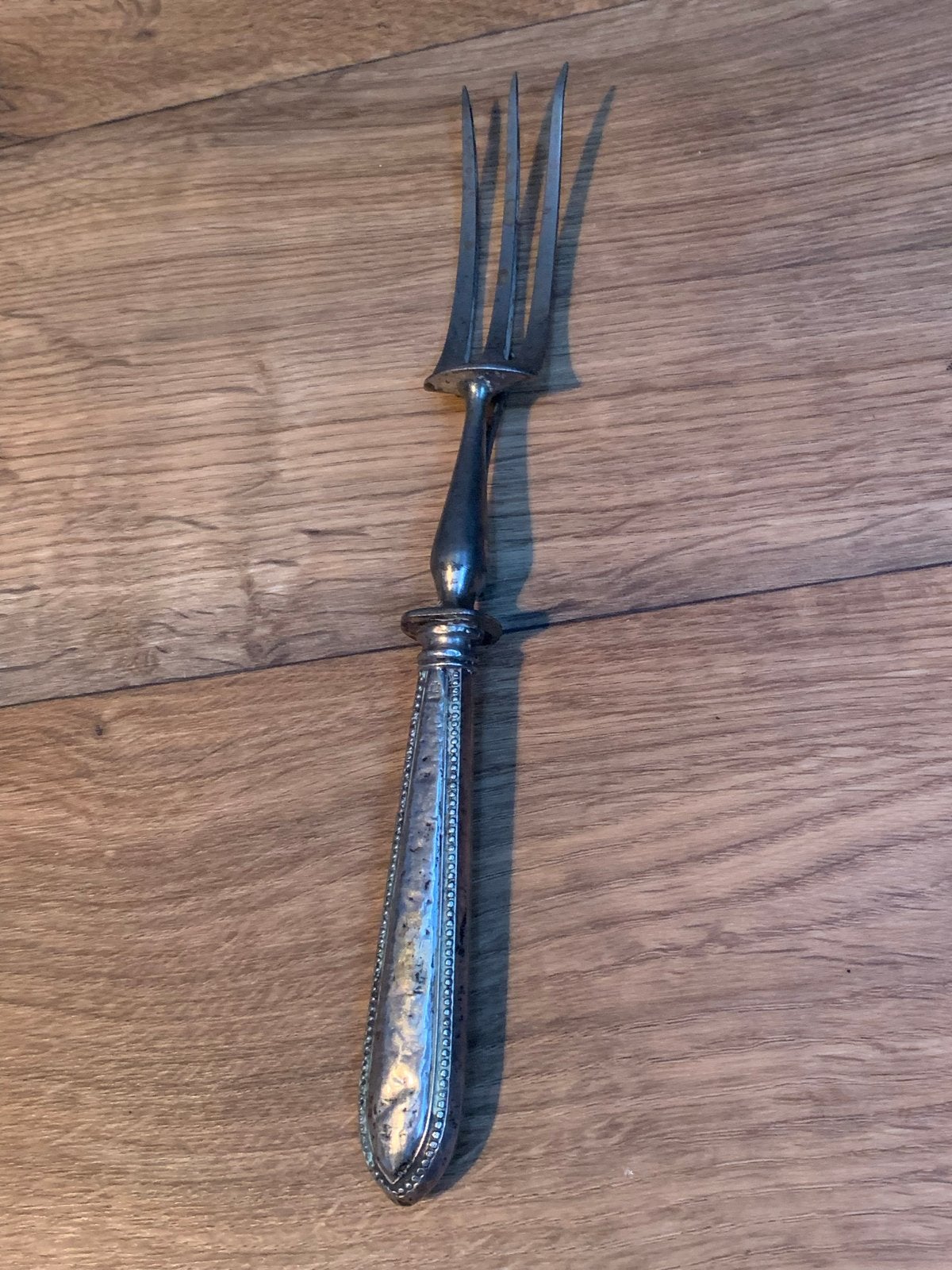Antieke zilveren vleesvork met gedetailleerd handvat, Antiek en Kunst, Ophalen