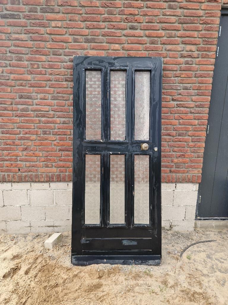 Voordeur, Doe-het-zelf en Verbouw, Deuren en Horren, Gebruikt, Buitendeur, 200 tot 215 cm, 80 tot 100 cm, Glas, Ophalen