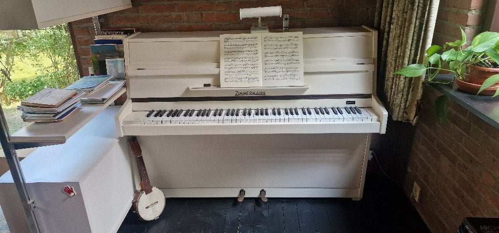 Zimmermann piano wit, Ophalen, Gebruikt, Wit, Piano
