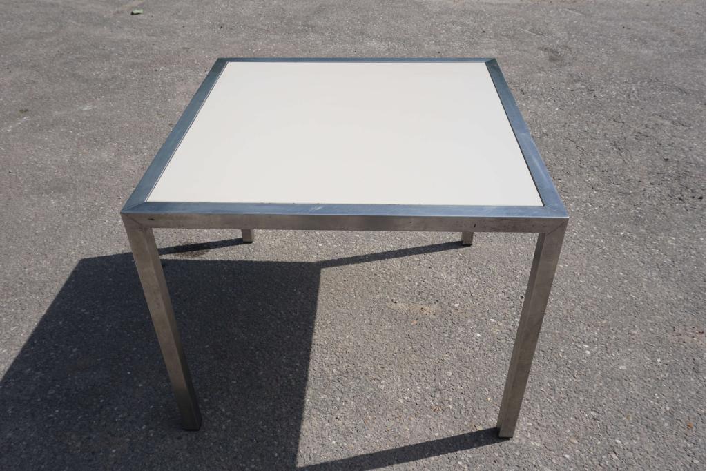RVS tafel met trespa blad kantinetafel eettafel buitentafel
