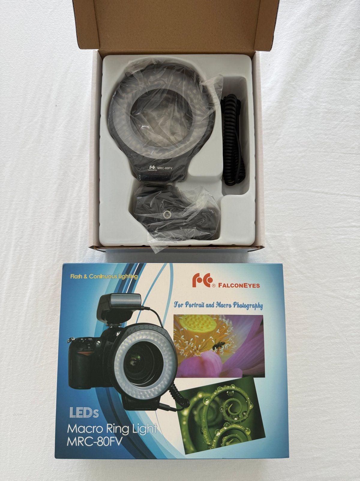 Falcon Eyes LED Macro Ring Light MRC-80FV, Ringlicht, Nieuw, Ophalen of Verzenden, Falcon Eyes