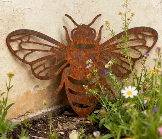 Tuin/Muur decoratie Bij metaal roest 30 cm, Ophalen of Verzenden, Nieuw