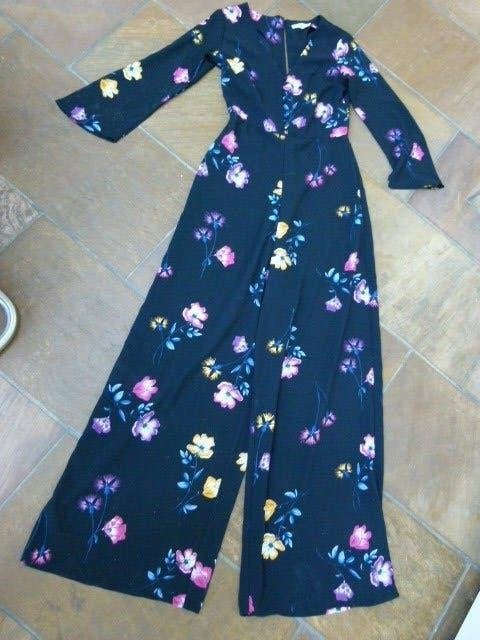 Jumpsuit maat S 36 MNG Mango, zwart met bloemen, Ophalen of Verzenden, Zo goed als nieuw, Maat 36 (S), Overige kleuren