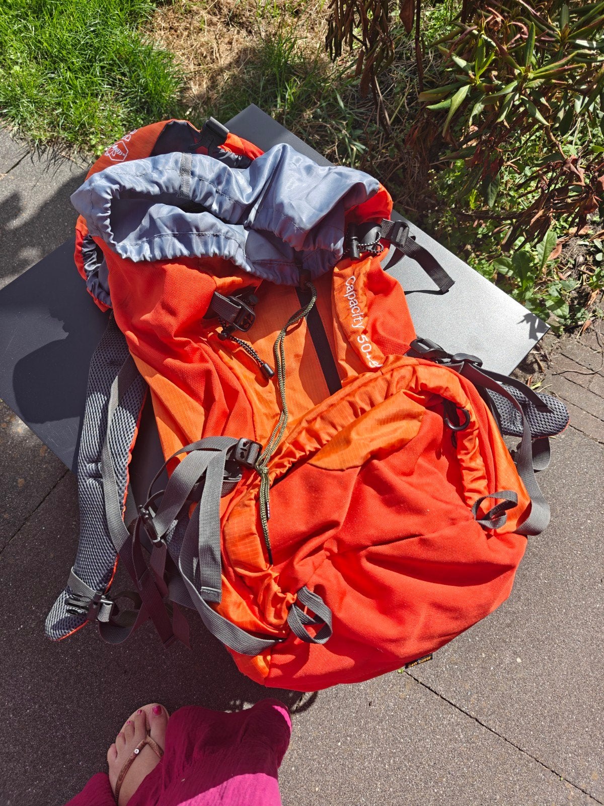 Oranje Trekking Rugzak - 55L Capaciteit, Gebruikt, 25 tot 40 cm, Trekking, 60 cm of meer