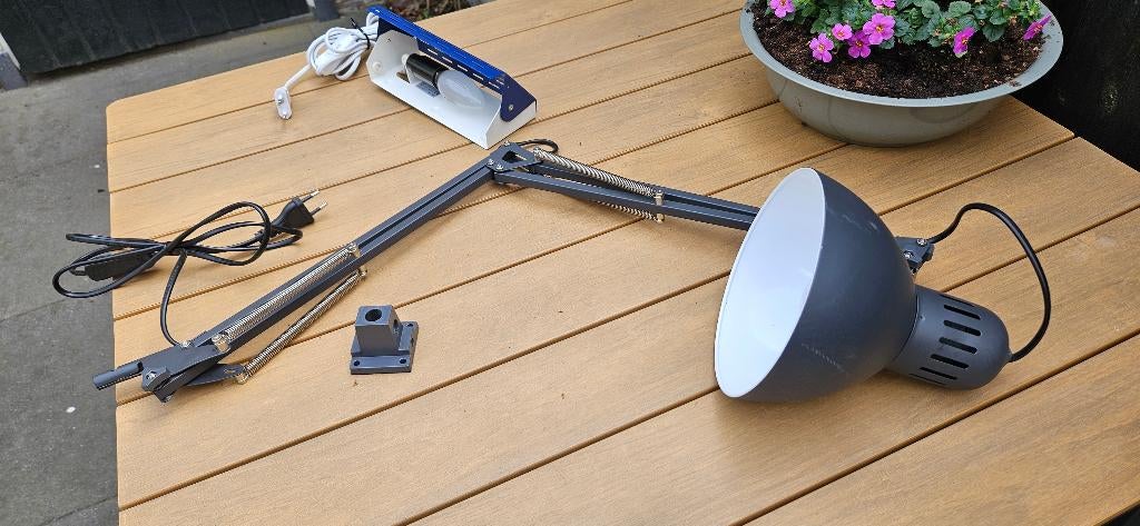 Vintage lampen bureaulamp met veer wandlamp leeslamp bedlamp, Ophalen of Verzenden