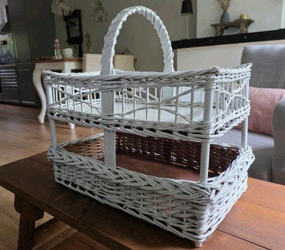 Etagere riet wit 49x31 cm, Huis en Inrichting, Ophalen, Gebruikt, Vintage