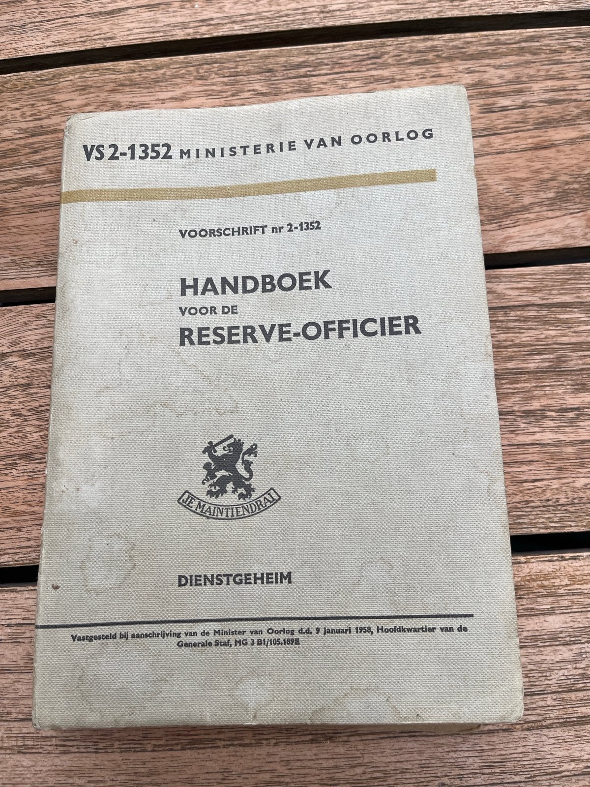 Handboek voor de Reserve-Officier (1958) - Dienstgeheim, Ophalen of Verzenden, 1945 tot heden, Gelezen, Landmacht
